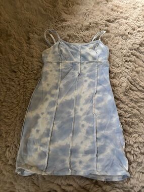 Full Tilt Light Blue and White Tie-Dye Mini Dress